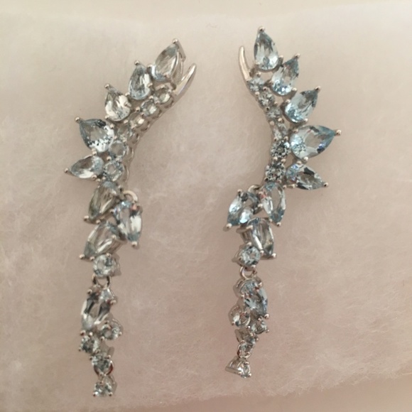 Ross-Simons Jewelry - Sky Blue Topaz Dangle Ear Climber Earrings in Sterling Silver